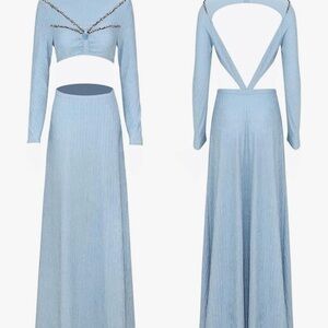 Star Wars Padme Queen Amidala Elegant Blue Maxi Dress Costume Halloween